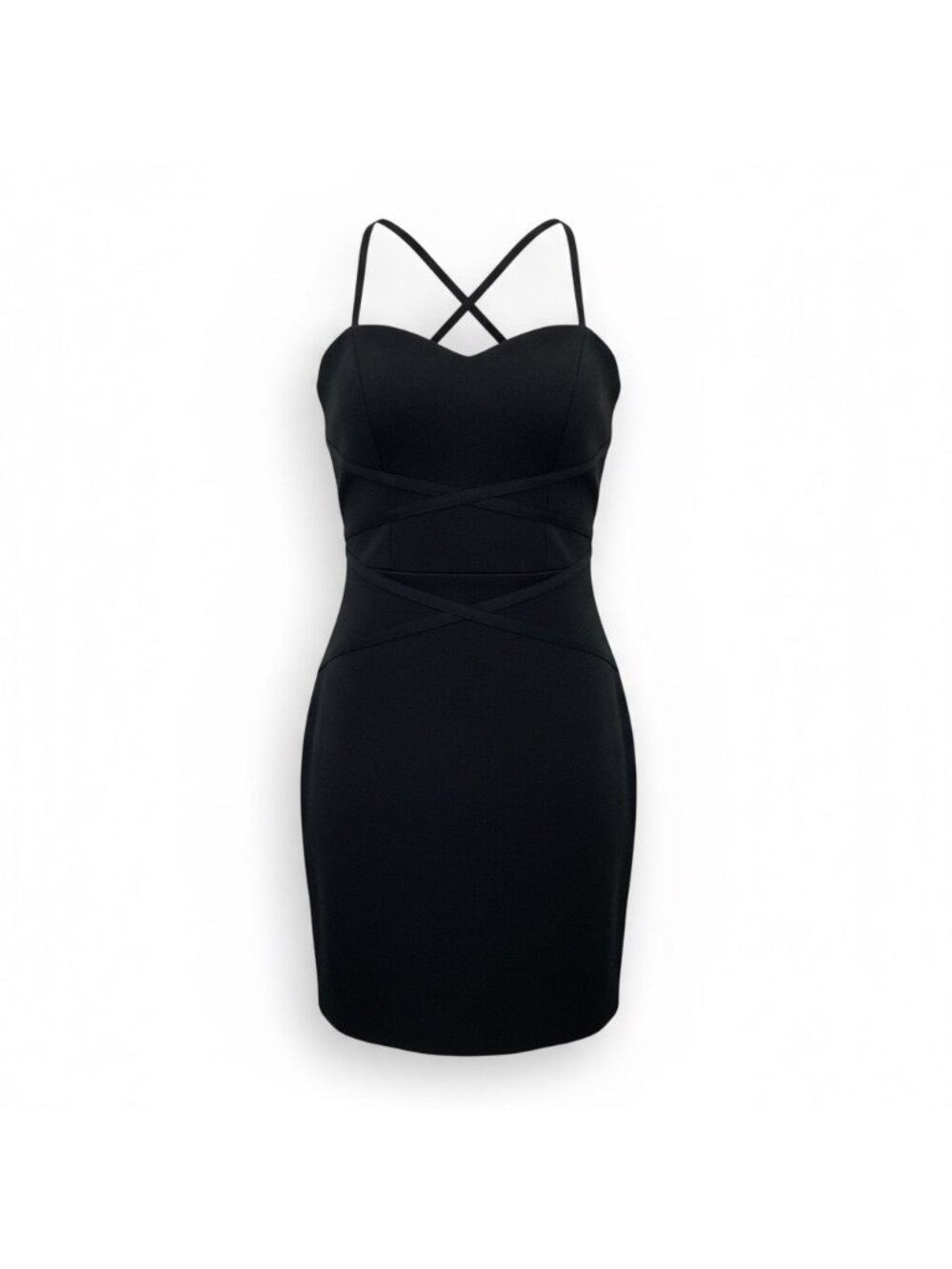 Dress The Population Womens Black Spaghetti Strap Bodycon Dress Size L
